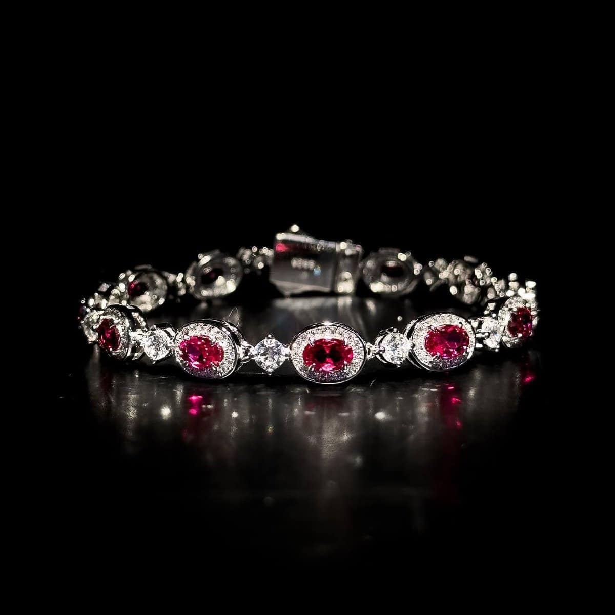 Omnia Asiya Maroon Bracelet 92.5 Silver In High Quality Simulated diamonds - OMNIASTORES UAE