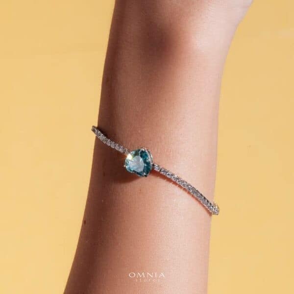 Omnia Louise Sky Blue Bracelet In 92.5 Silver High Quality Simulated Diamonds - OMNIASTORES UAE