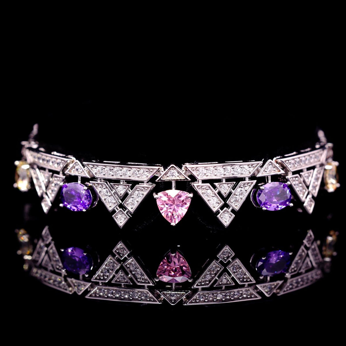 Inara Multicolor Luxury Bridal Full Set with High-Quality Zircon Stones Rhodium-Plated Finish