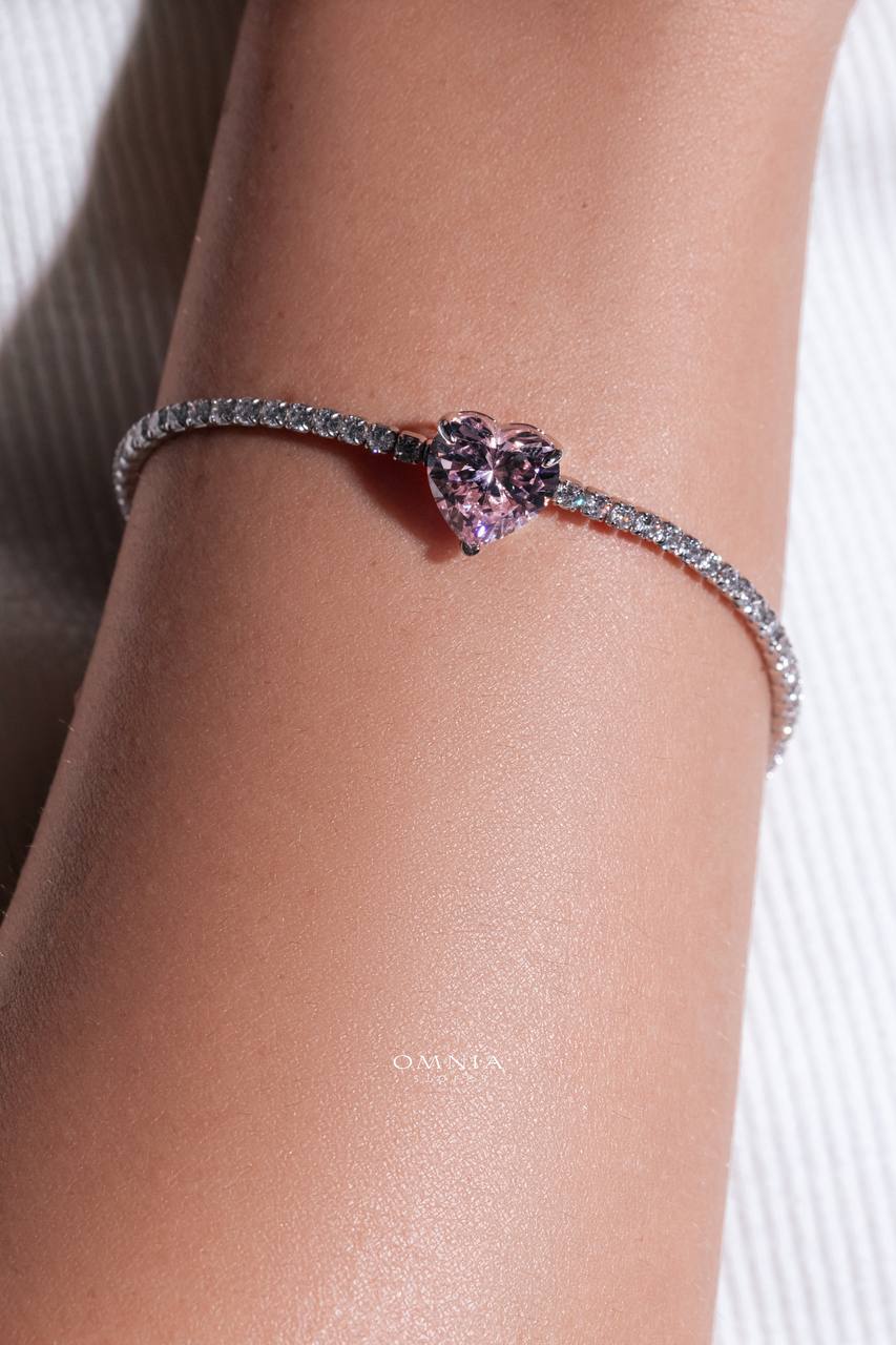 Omnia Louise Pink Bracelet In 92.5 Silver in High Quality Simulated Diamonds - OMNIASTORES UAE