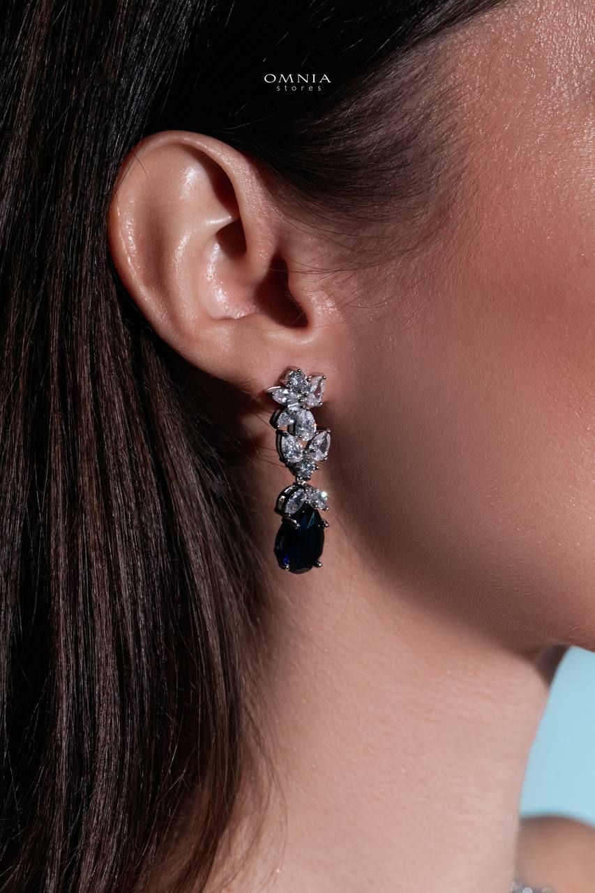 Omnia Princess Dark Blue Bridal Full Set in High Quality Simulated Diamonds
