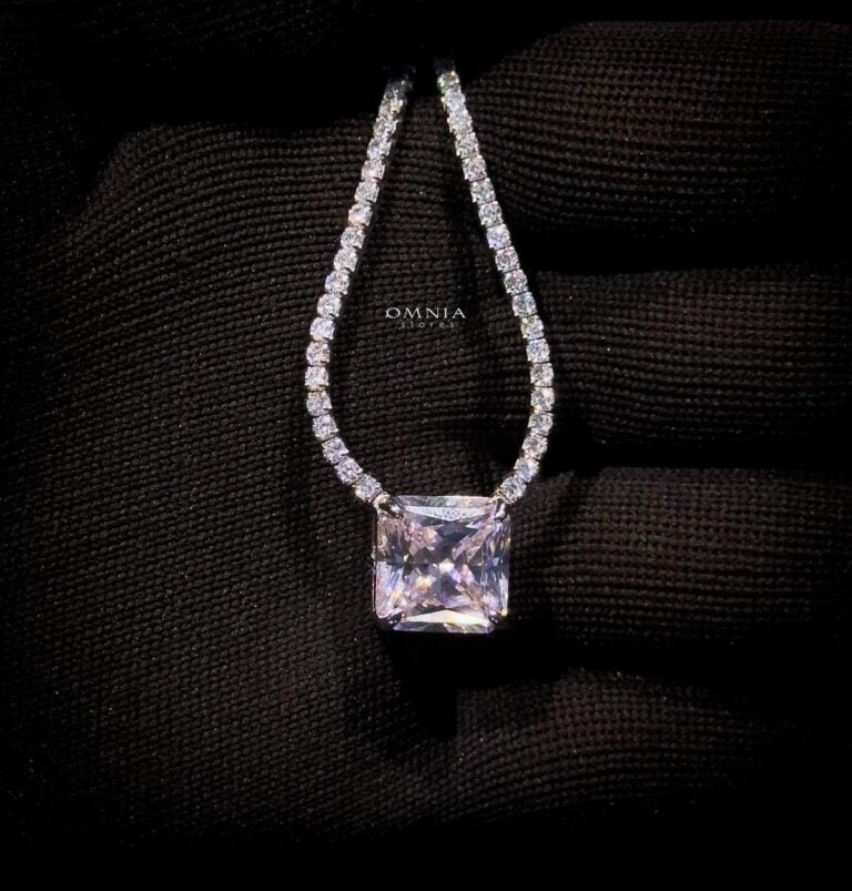 Omnia Bettina Pink Necklace 92.5 Silver in High Quality Simulated Diamonds - OMNIASTORES UAE