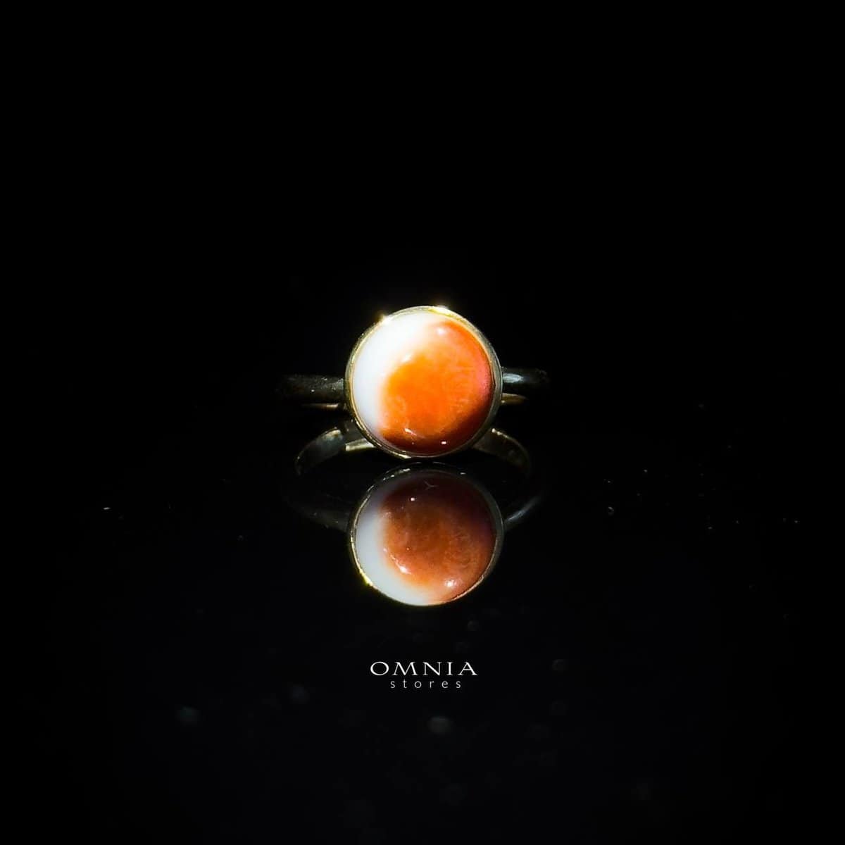 Omnia Natural Pure and Elegant Ring in Natural Stone Rhodium Plated - OMNIASTORES UAE