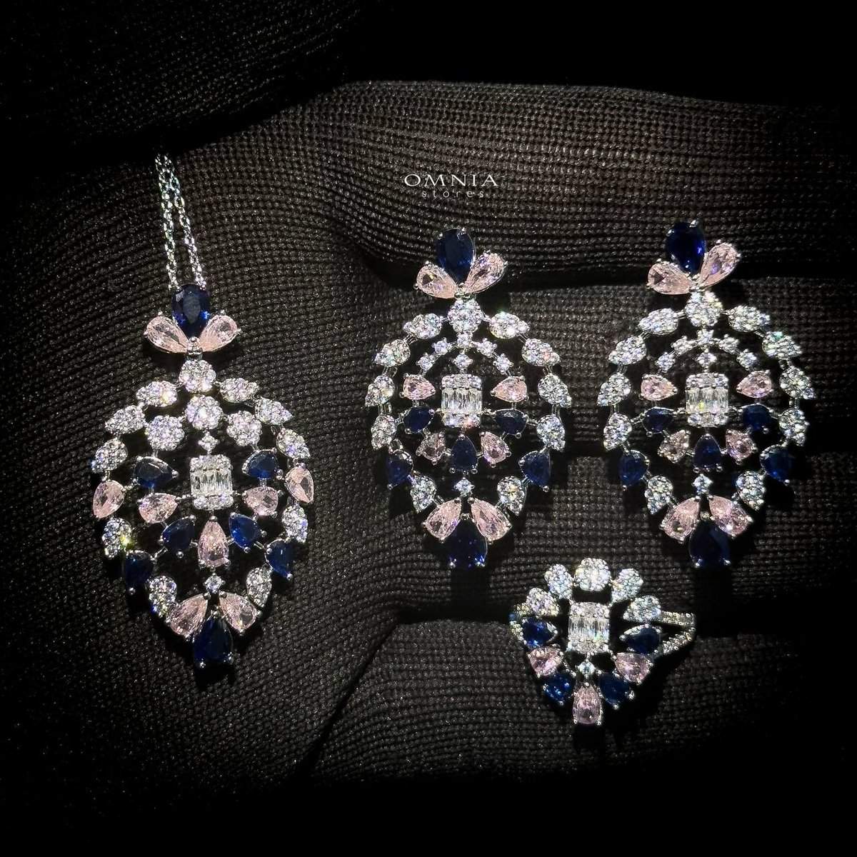 Omnia Ashwaq Purple Set Accessories in High Quality Zircon Stone - OMNIASTORES UAE