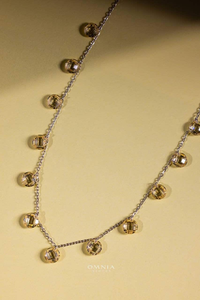 Omnia Anara Yellow Necklace 92.5 Silver In High Quality Simulated diamonds - OMNIASTORES UAE