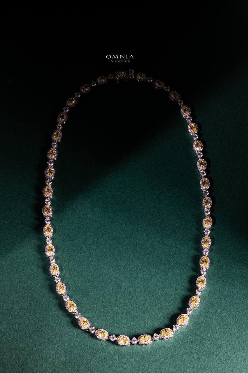 Omnia Asiya Yellow Necklace 925 Silver In High Quality Simulated diamonds - OMNIASTORES UAE