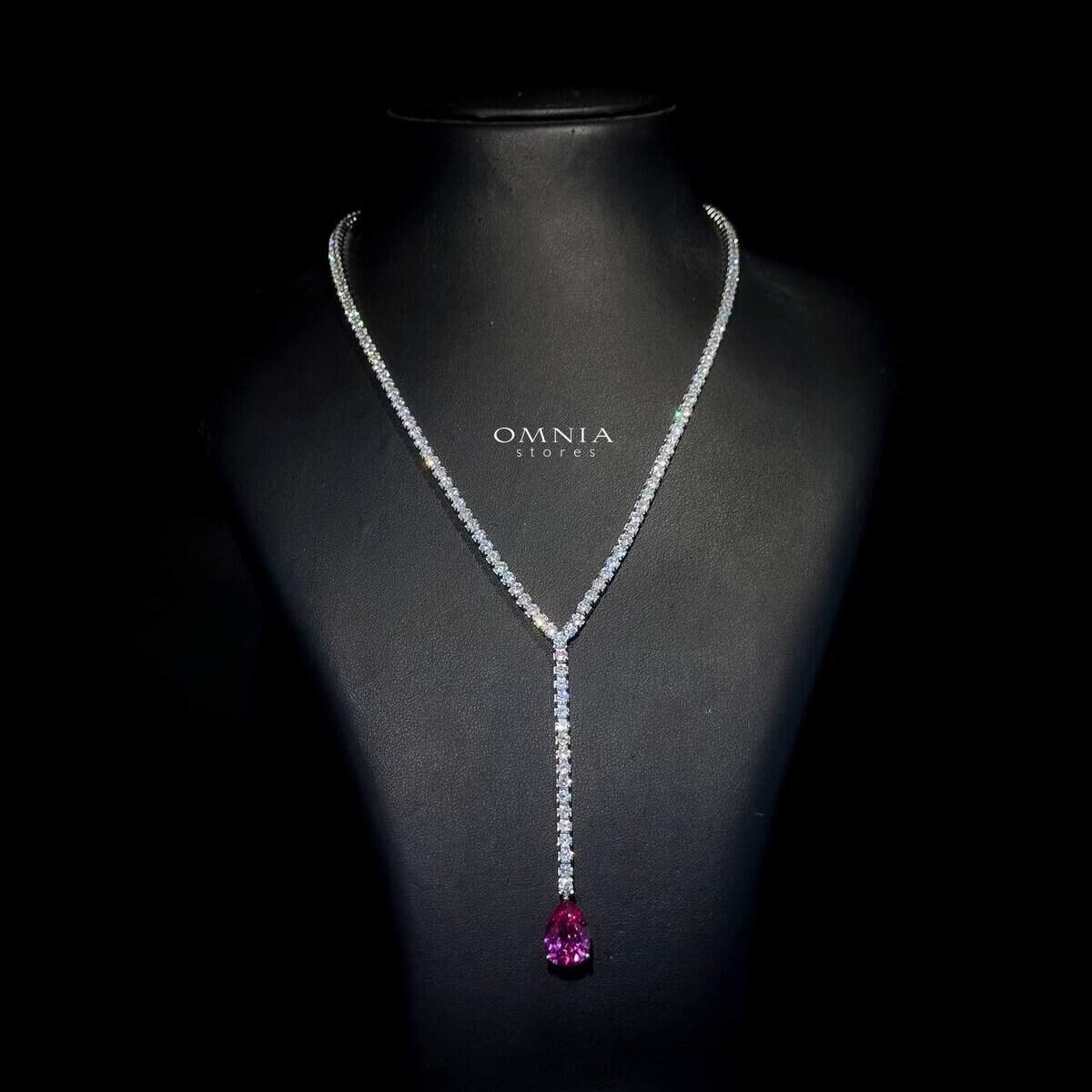 Omnia Anya Maroon Necklace 92.5 Silver In High Quality Simulated diamonds - OMNIASTORES UAE