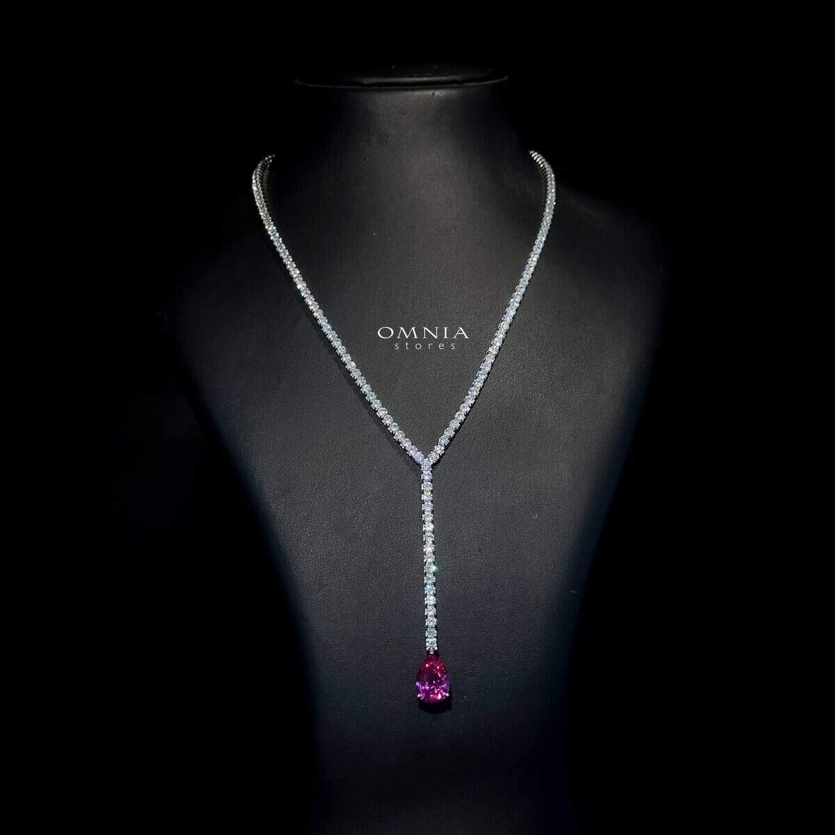 Omnia Anya Maroon Necklace 92.5 Silver In High Quality Simulated diamonds - OMNIASTORES UAE