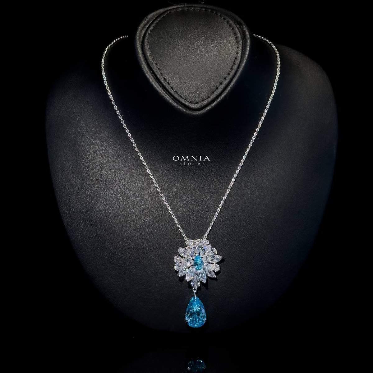 Omnia Nakaret Sky Blue Necklace 92.5 Silver High Quality Simulated diamonds - OMNIASTORES UAE