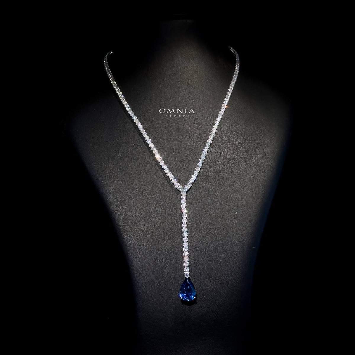 Omnia Anya Blue Necklace 92.5 Silver In High Quality Simulated diamonds - OMNIASTORES UAE