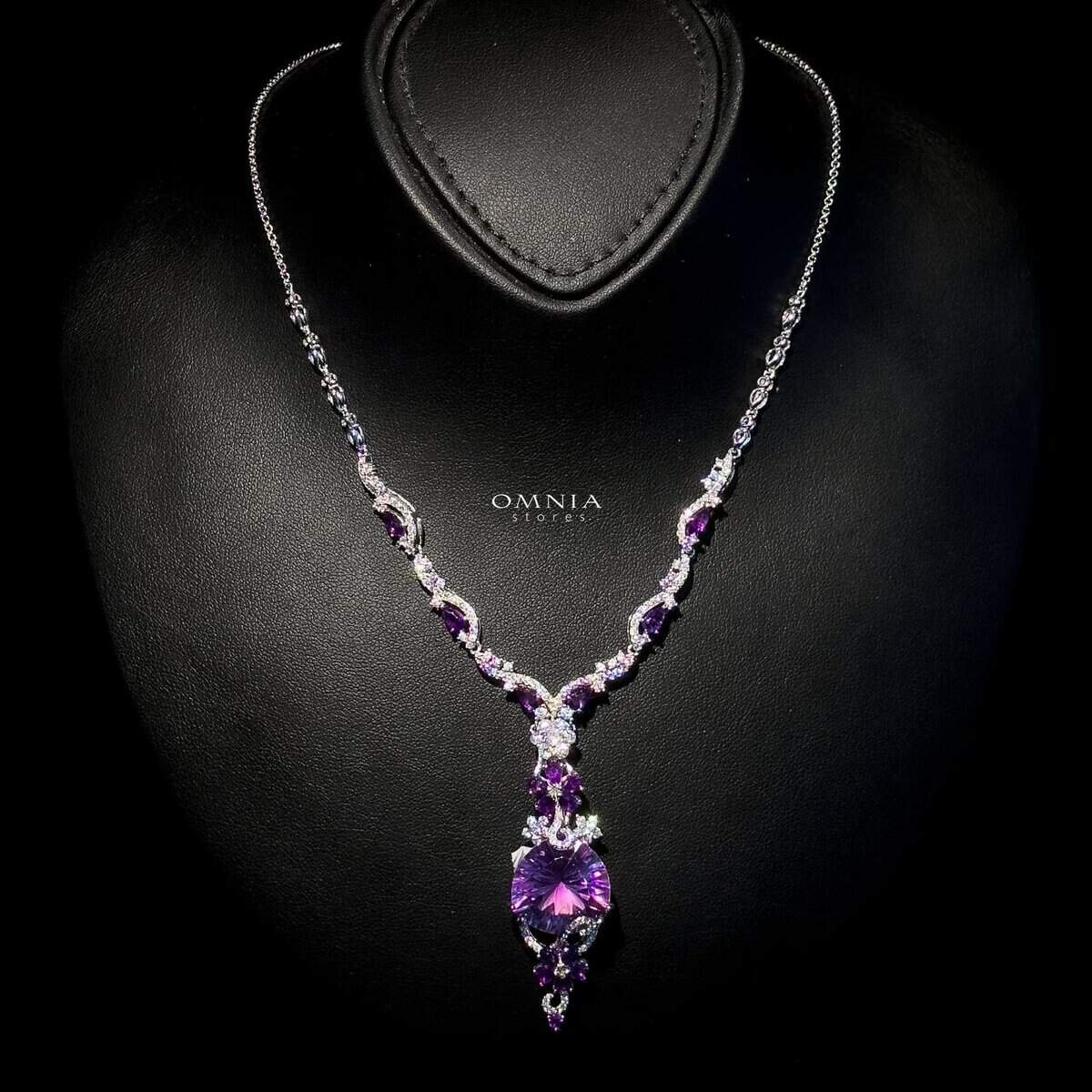 Omnia Hafsa Necklace in 92.5 Silver High Quality Amethyst stone - OMNIASTORES UAE