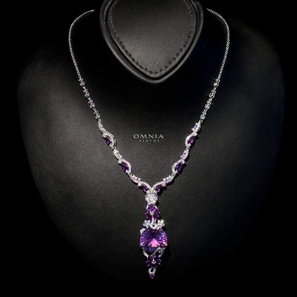 Omnia Hafsa Necklace in 92.5 Silver High Quality Amethyst stone - OMNIASTORES UAE