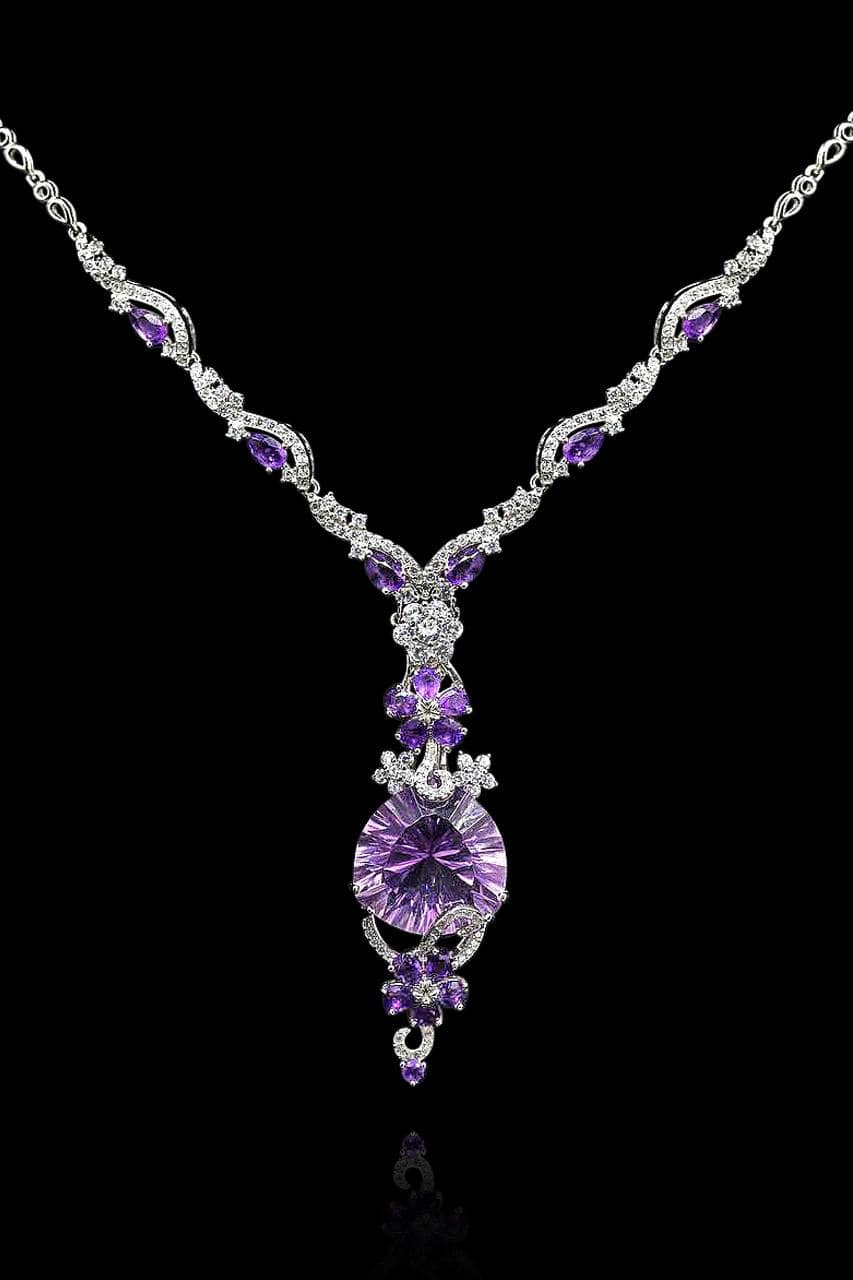 Omnia Hafsa Necklace in 92.5 Silver High Quality Amethyst stone - OMNIASTORES UAE