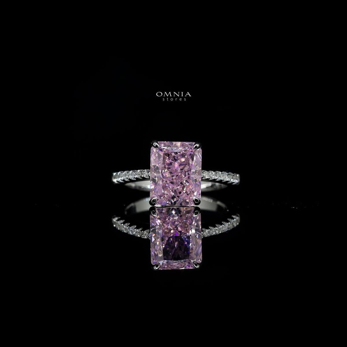 Omnia Agnesina Pink 0.75 Carat Ring In 92.5 Silver High Quality Simulated Diamonds - OMNIASTORES UAE