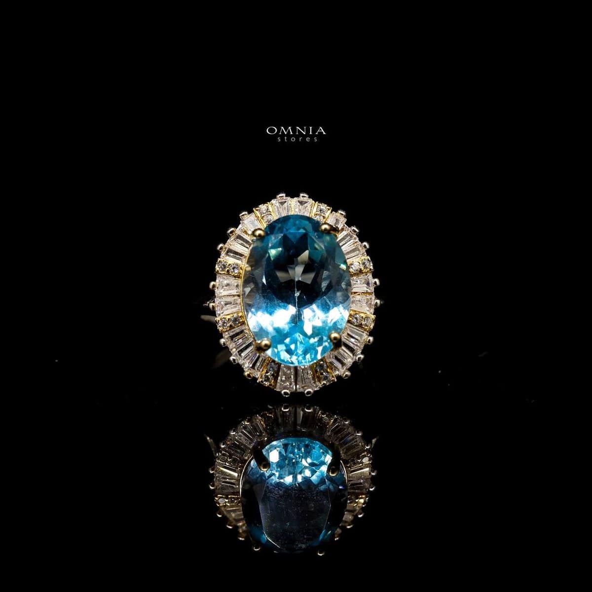Omnia Mela Ring In 92.5 Silver High Quality topaz stone - OMNIASTORES UAE