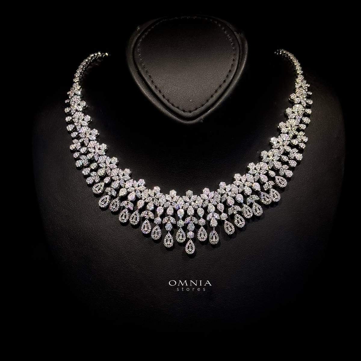 Omnia Sheikha Bridal Full Set in High Quality Zircon Stone in Rhodium Plated - OMNIASTORES UAE