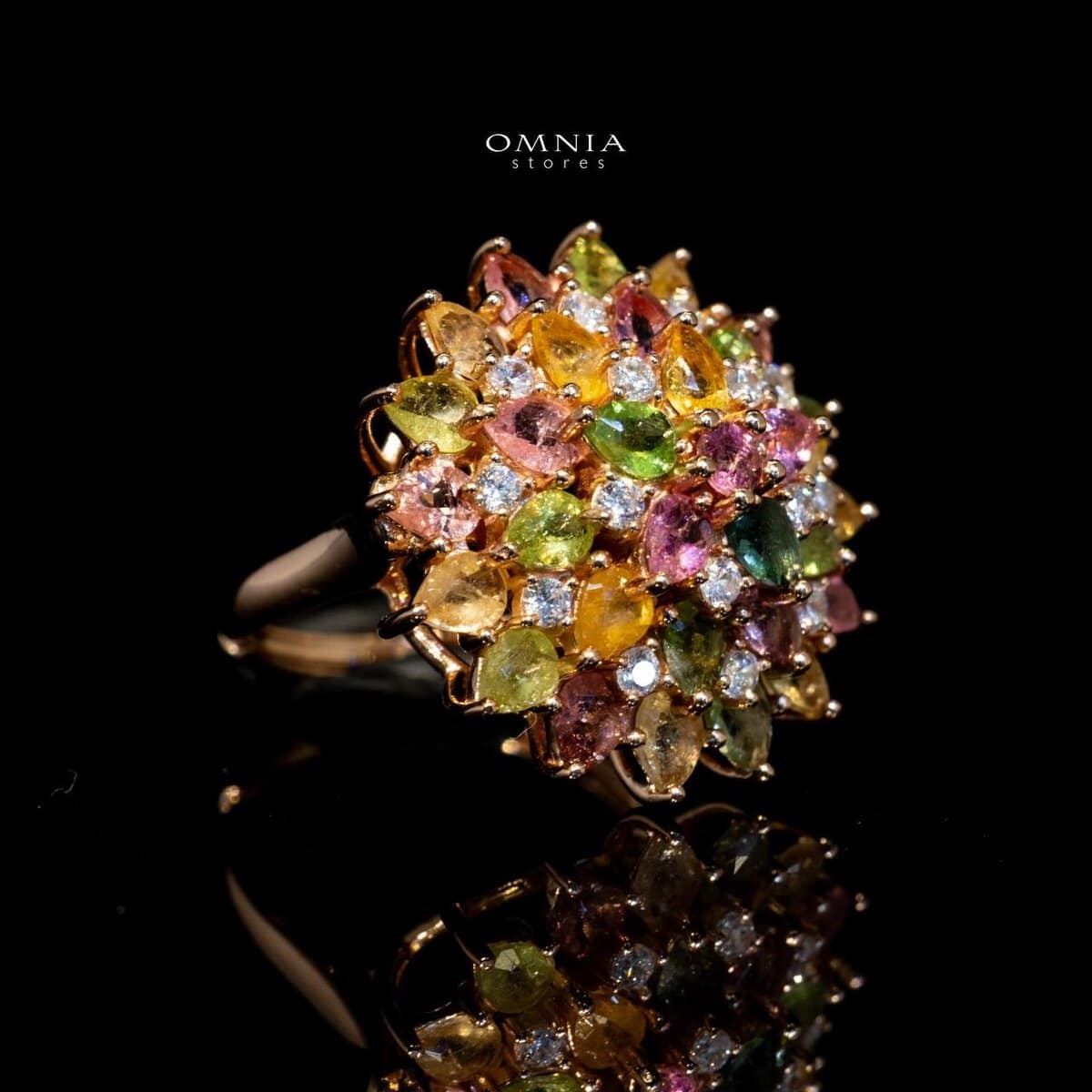 Omnia Selena Ring In 92.5 Silver High Quality Natural tourmaline - OMNIASTORES UAE