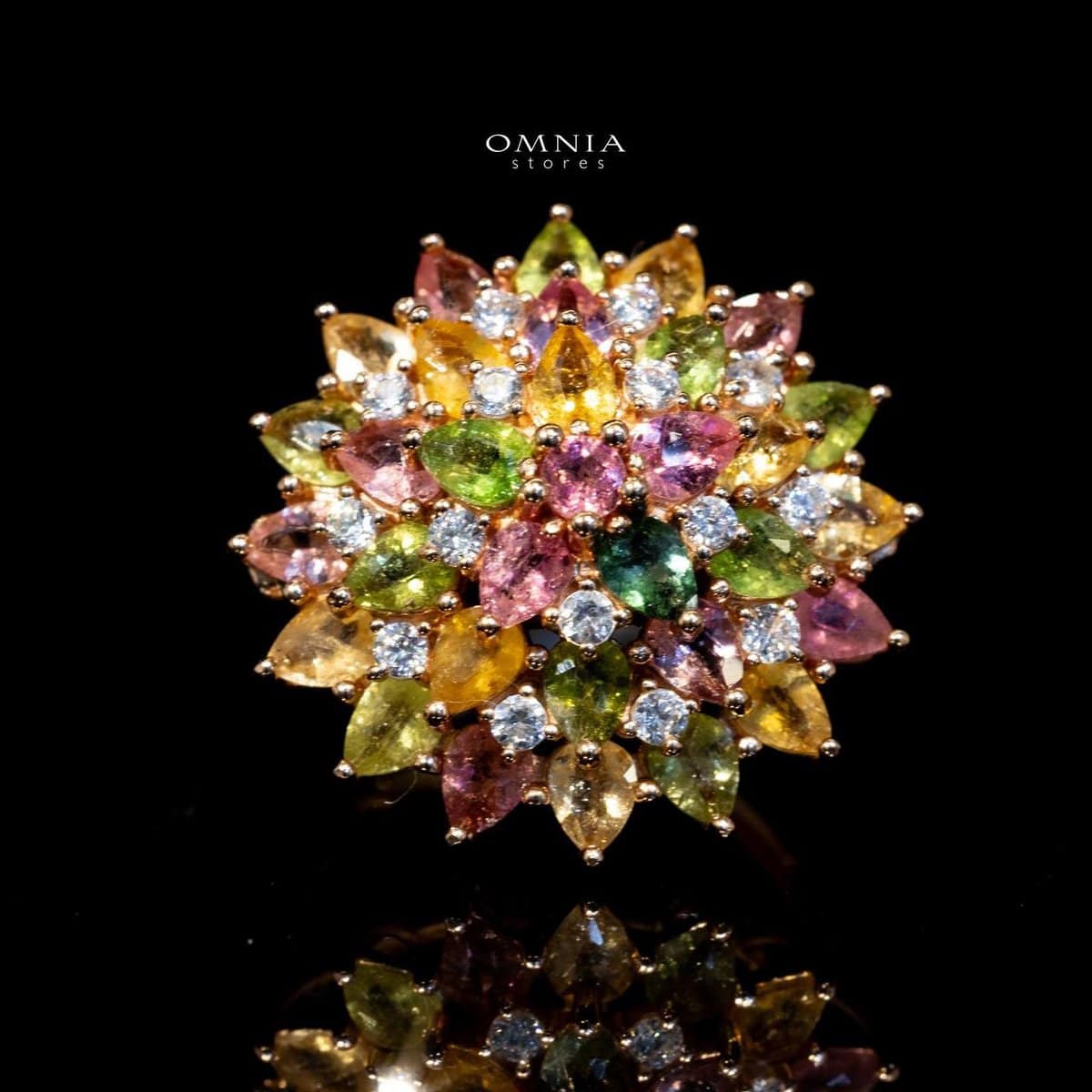 Omnia Selena Ring In 92.5 Silver High Quality Natural tourmaline - OMNIASTORES UAE