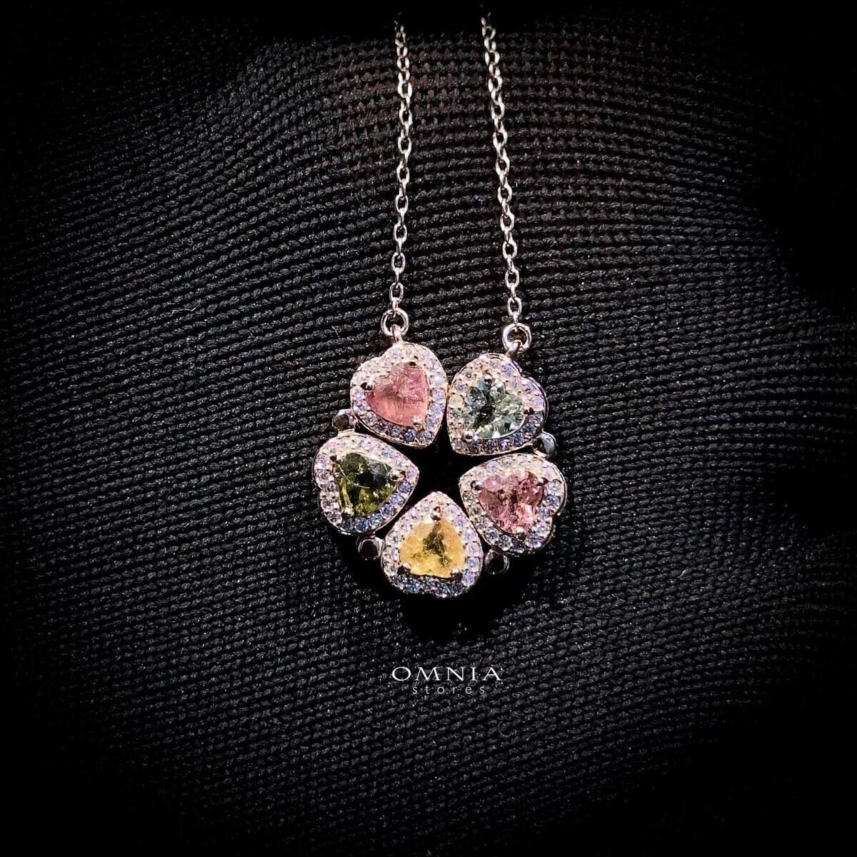 Omnia Kendall Necklace In 92.5 Silver High Quality Natural tourmaline - OMNIASTORES UAE