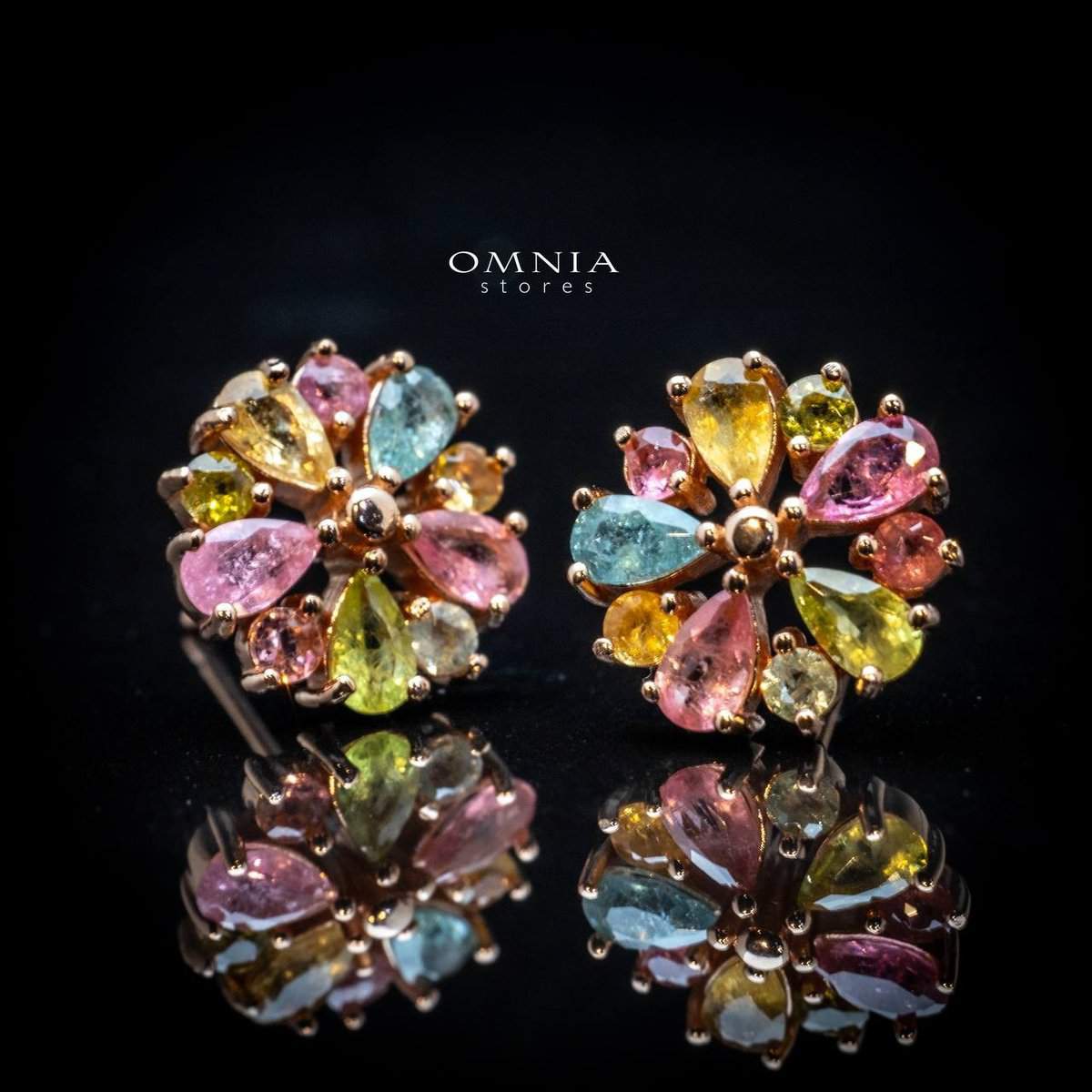 Omnia Hailee Earrings In 92.5 Silver High Quality Natural tourmaline - OMNIASTORES UAE