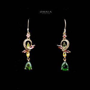 Omnia maha Earrings In 92.5 Silver High Quality Natural tourmaline - OMNIASTORES UAE