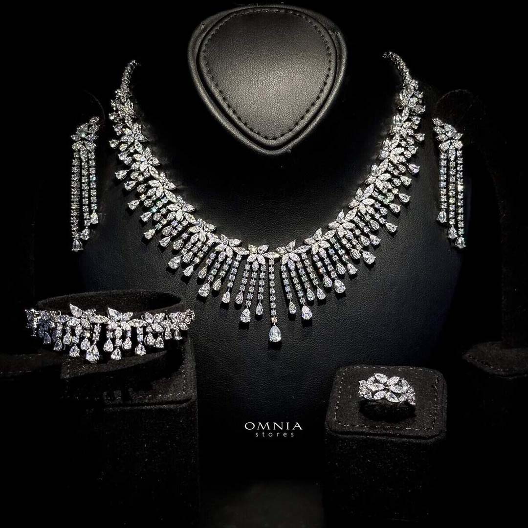 Omnia Kawthar White Luxury Bridal Full Set in High Quality Zircon Stones - OMNIASTORES UAE