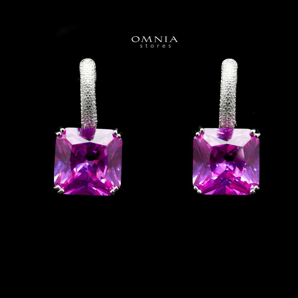 Omnia Dilara Maroon Earrings In 92.5 Silver High Quality Simulated Diamonds - OMNIASTORES UAE