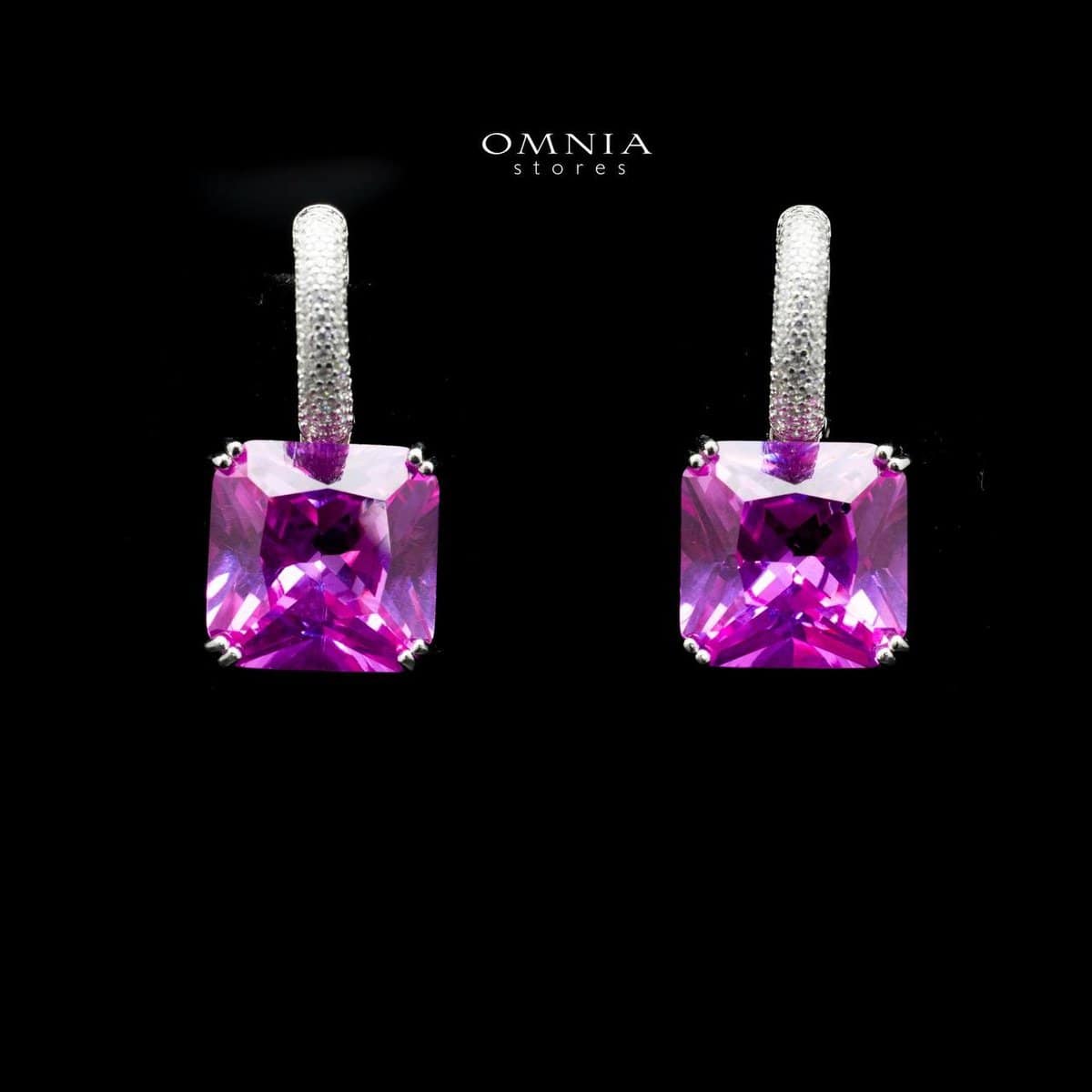 Omnia Dilara Maroon Earrings In 92.5 Silver High Quality Simulated Diamonds - OMNIASTORES UAE