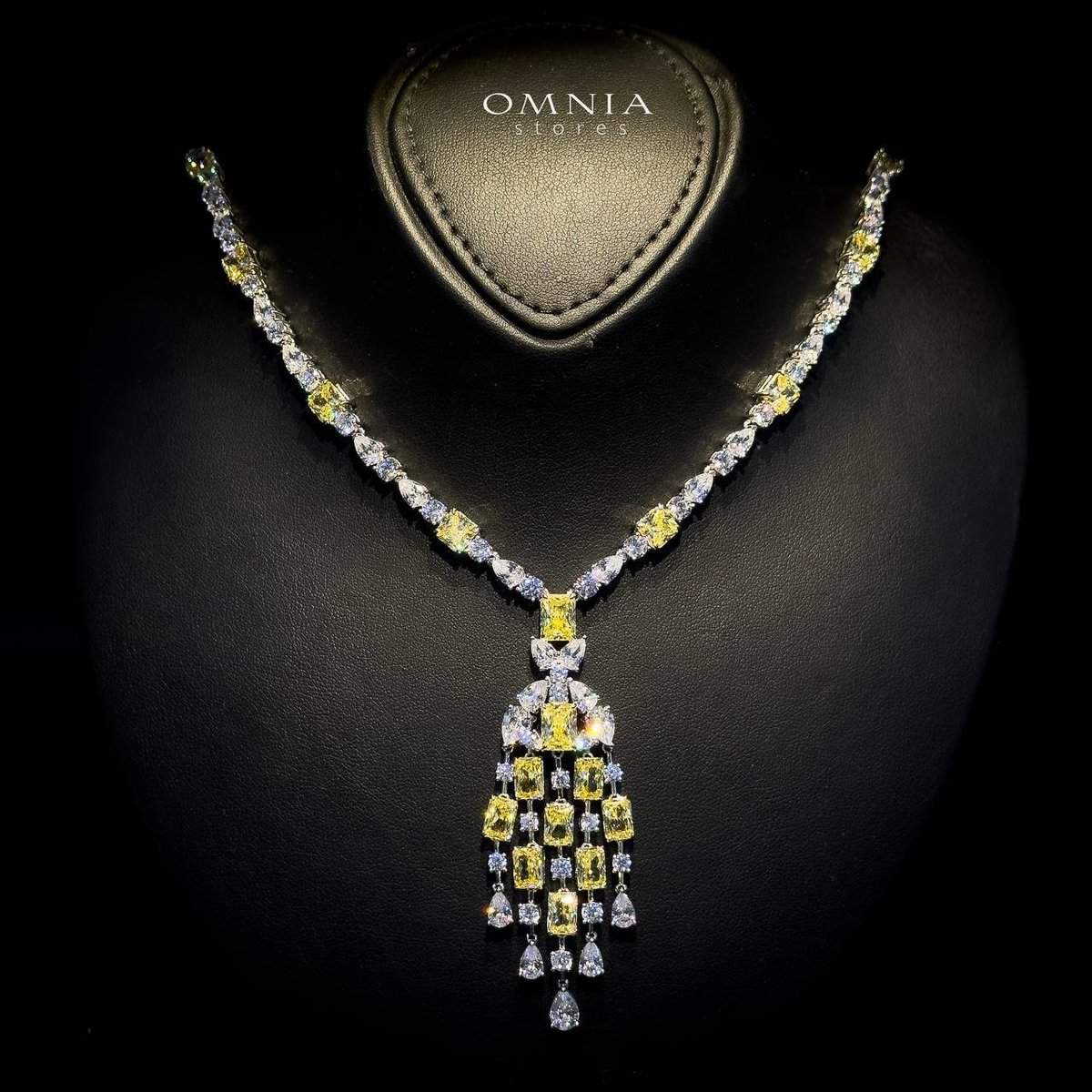 Omnia Israa Yellow Necklace In 92.5 Silver High Quality Simulated diamonds - OMNIASTORES UAE