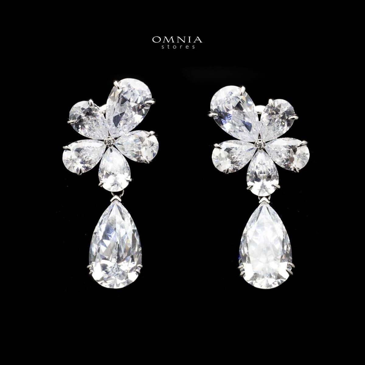 Omnia Thurayya White Earring in 92.5 Silver High Quality Simulated diamonds - OMNIASTORES UAE