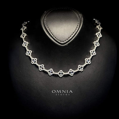 Omnia Amna White Necklace in 925 Silver High Quality Simulated diamonds