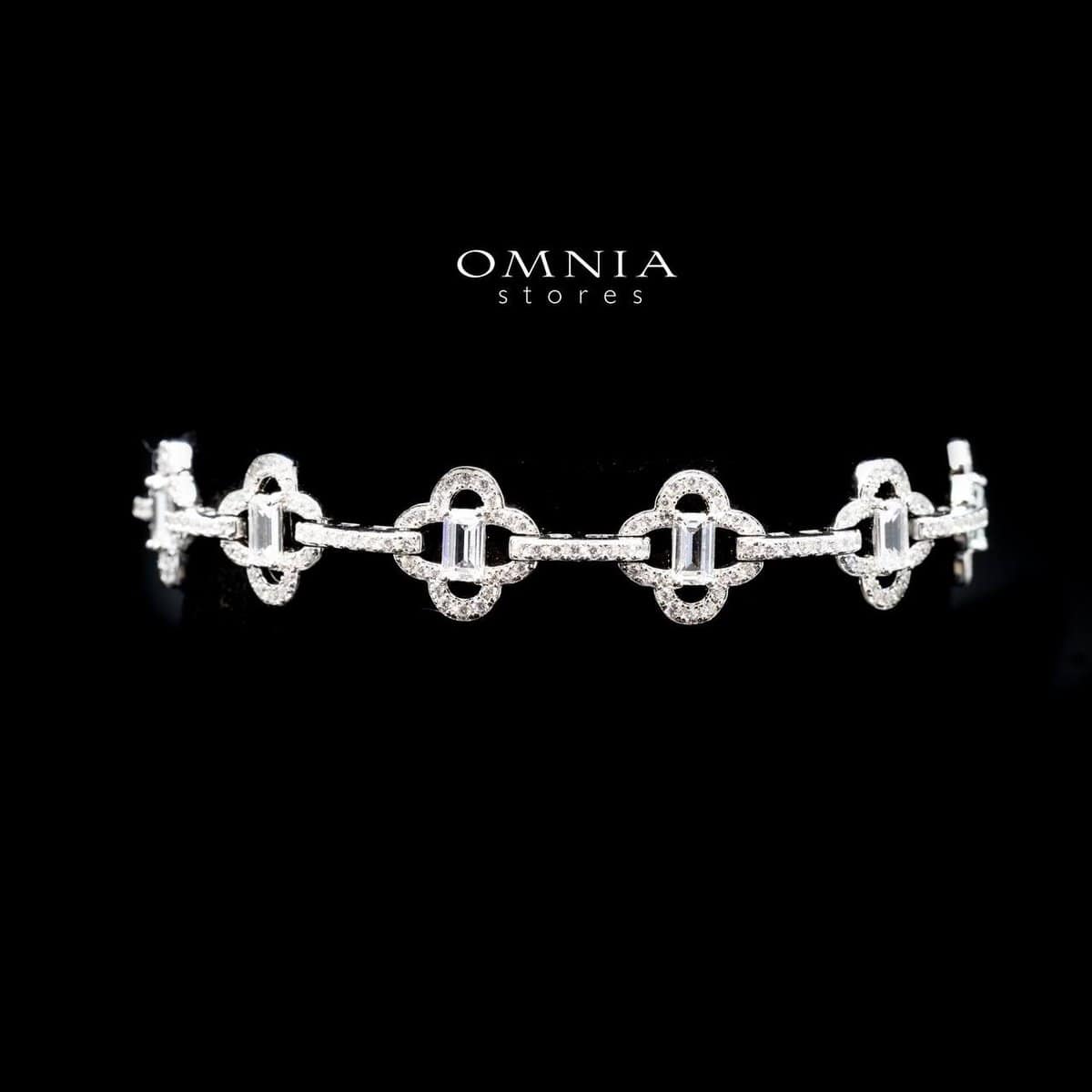 Omnia Amna White Bracelet in 92.5 Silver High Quality Simulated diamonds - OMNIASTORES UAE