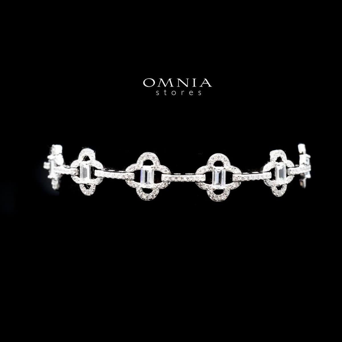 Omnia Amna White Bracelet in 92.5 Silver High Quality Simulated diamonds - OMNIASTORES UAE