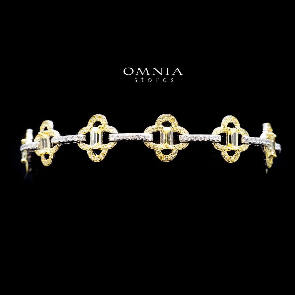 Omnia Amna Gold and White Bracelet in 92.5 Silver High Quality Simulated diamonds - OMNIASTORES UAE