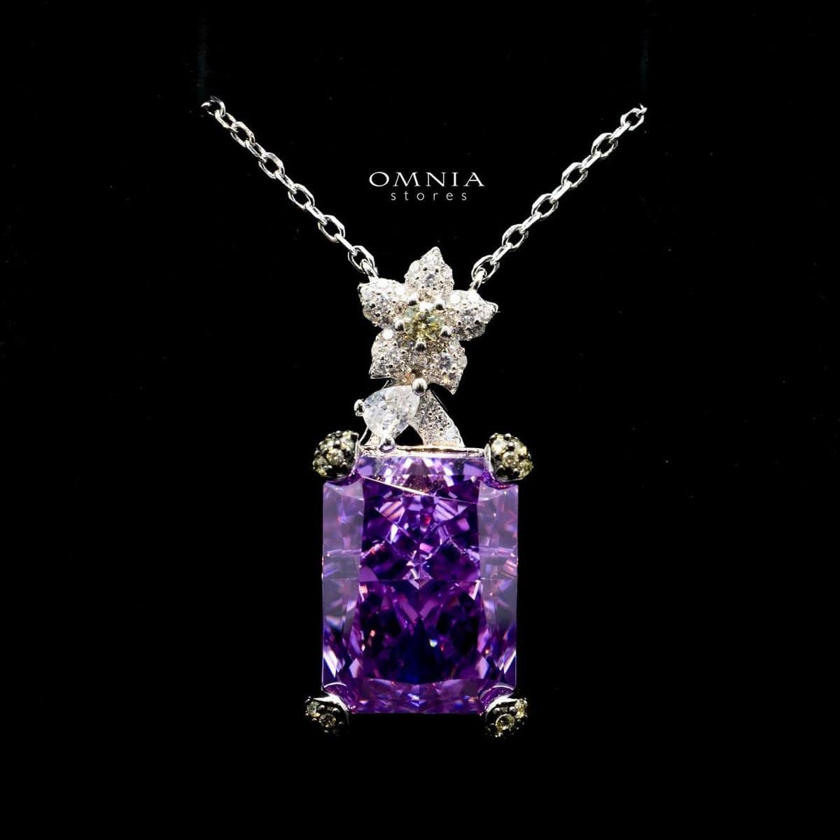 Omnia Riham Necklace in 92.5 Silver High Quality Simulated Diamonds - OMNIASTORES UAE
