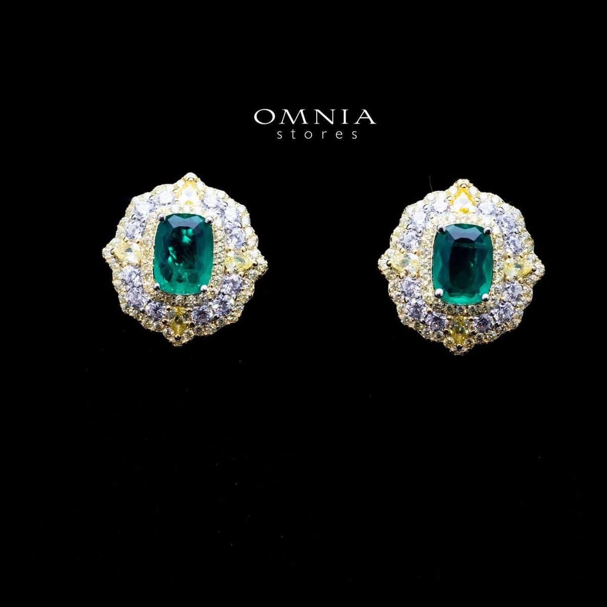 Omnia Maliya Green Earrings in 92.5 Silver High Quality Simulated Diamonds - OMNIASTORES UAE