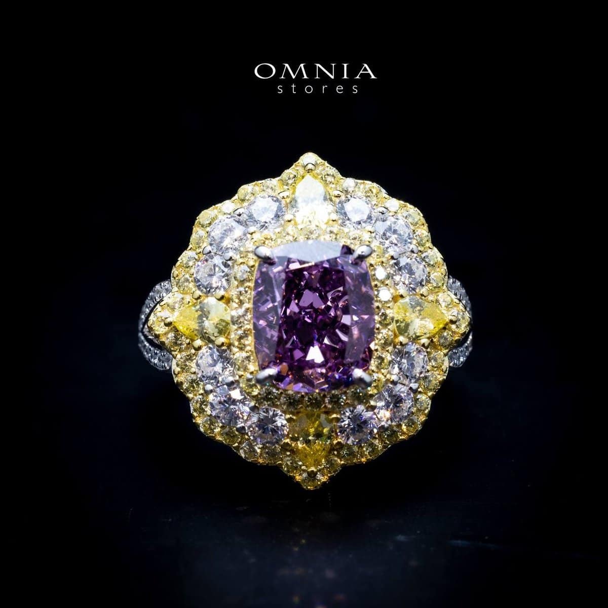 Omnia Maliya Purple Ring in 92.5 Silver High Quality Simulated Diamonds - OMNIASTORES UAE