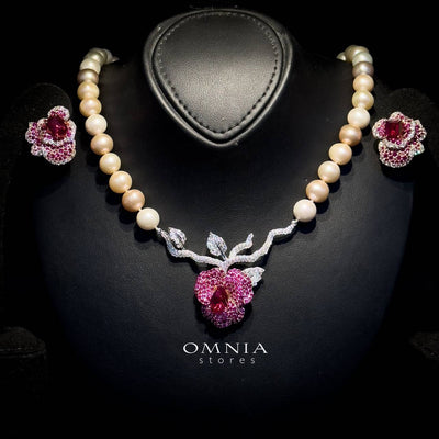 Omnia Masa Fresh Real Water Pearl Set in 925 Silver High Quality Simulated diamonds