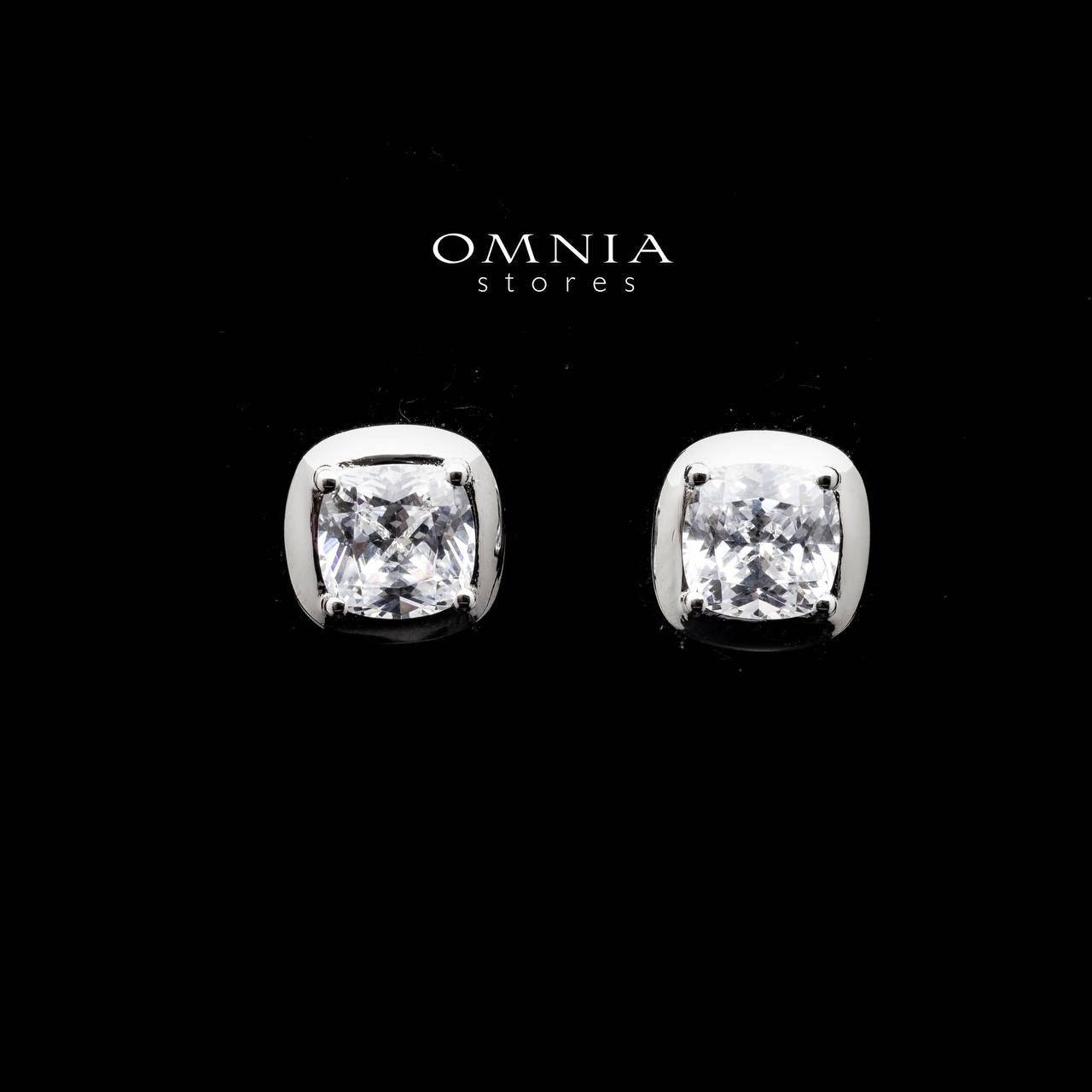 Omnia Hadeel Cushion Cut Stud Earrings in 92.5 Silver with High Quality Simulated Diamonds - OMNIASTORES UAE