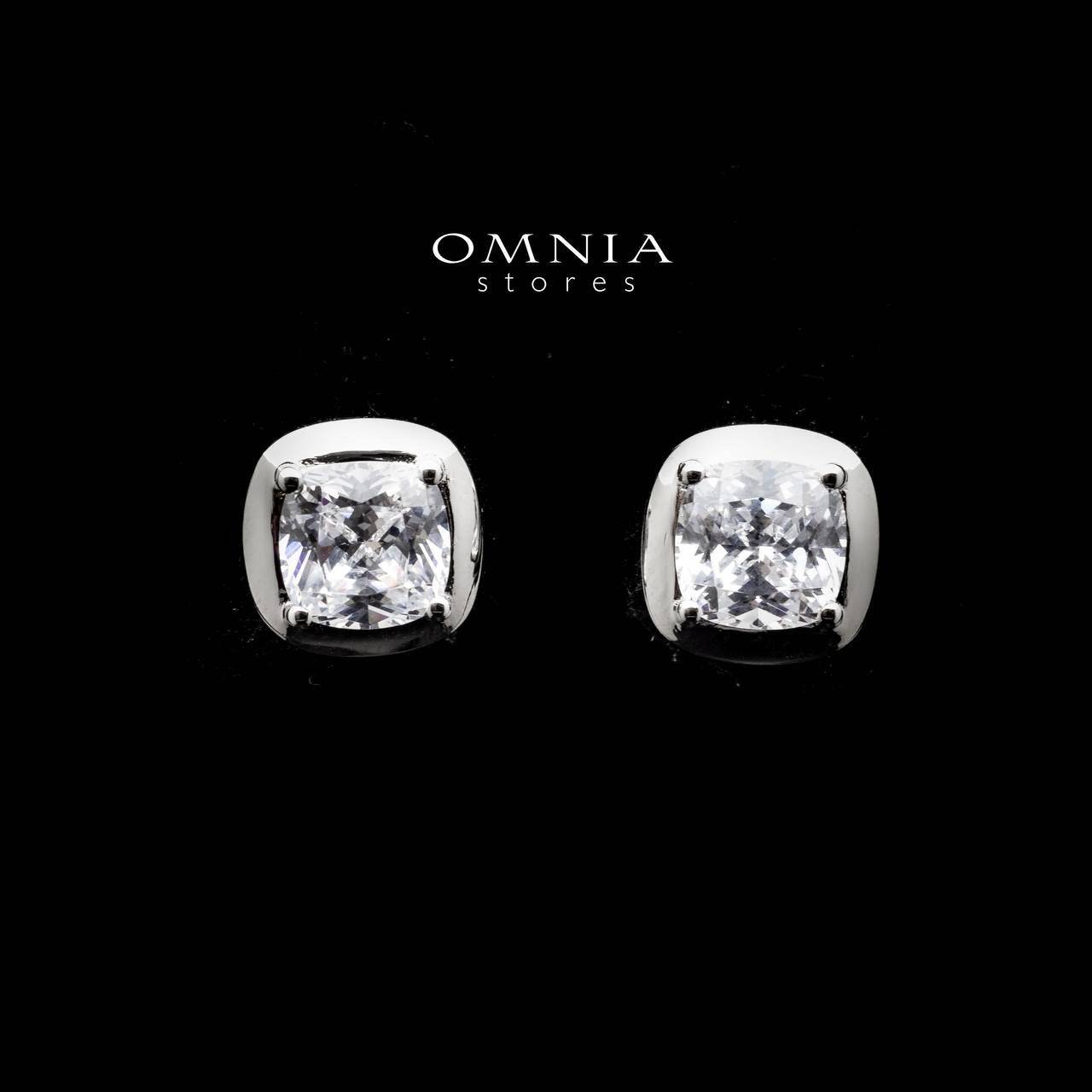 Omnia Hadeel Cushion Cut Stud Earrings in 92.5 Silver with High Quality Simulated Diamonds - OMNIASTORES UAE