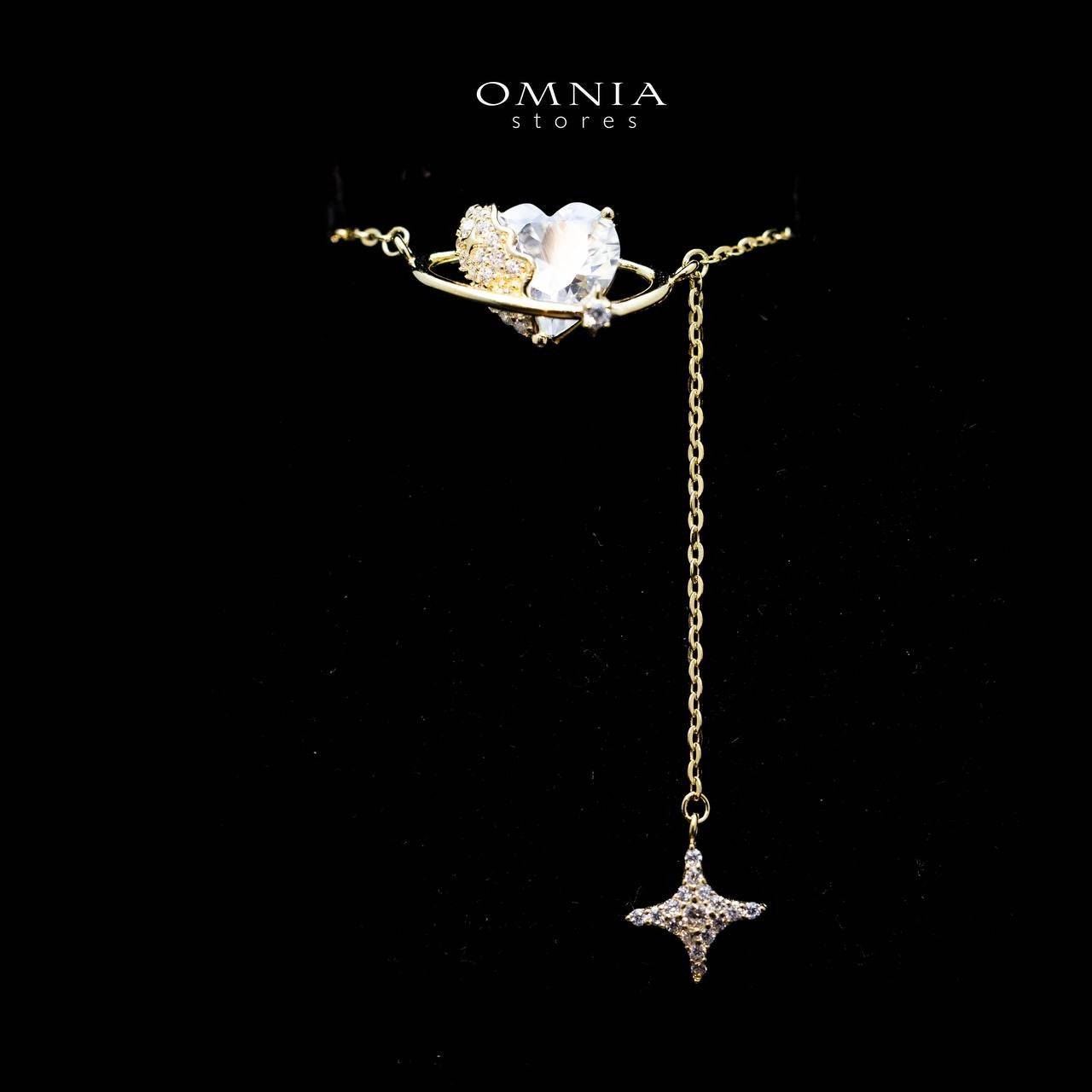 Omnia Lian Celestial Heart Necklace with High Quality Iced Cut Stone in 92.5 Silver - OMNIASTORES UAE