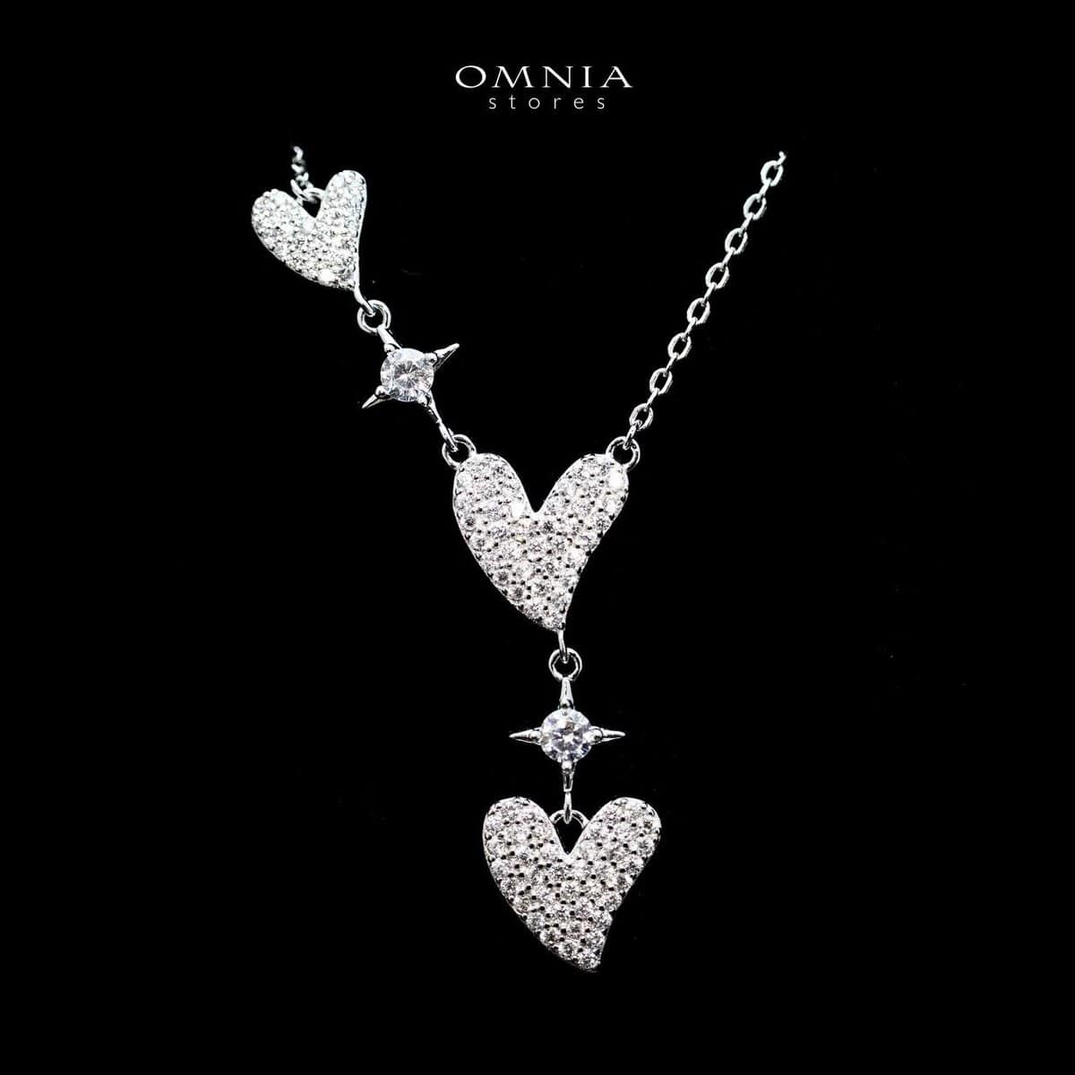Omnia Heartful Love Necklace in High Quality 92.5 Silver with Iced Cut Stones - OMNIASTORES UAE