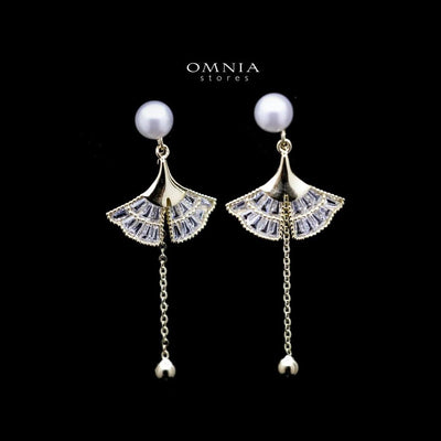 أقراط أمنية ديانا اللؤلؤية مع أحجار مقطوعة مثلجة من الفضة عالية الجودة عيار 92.5