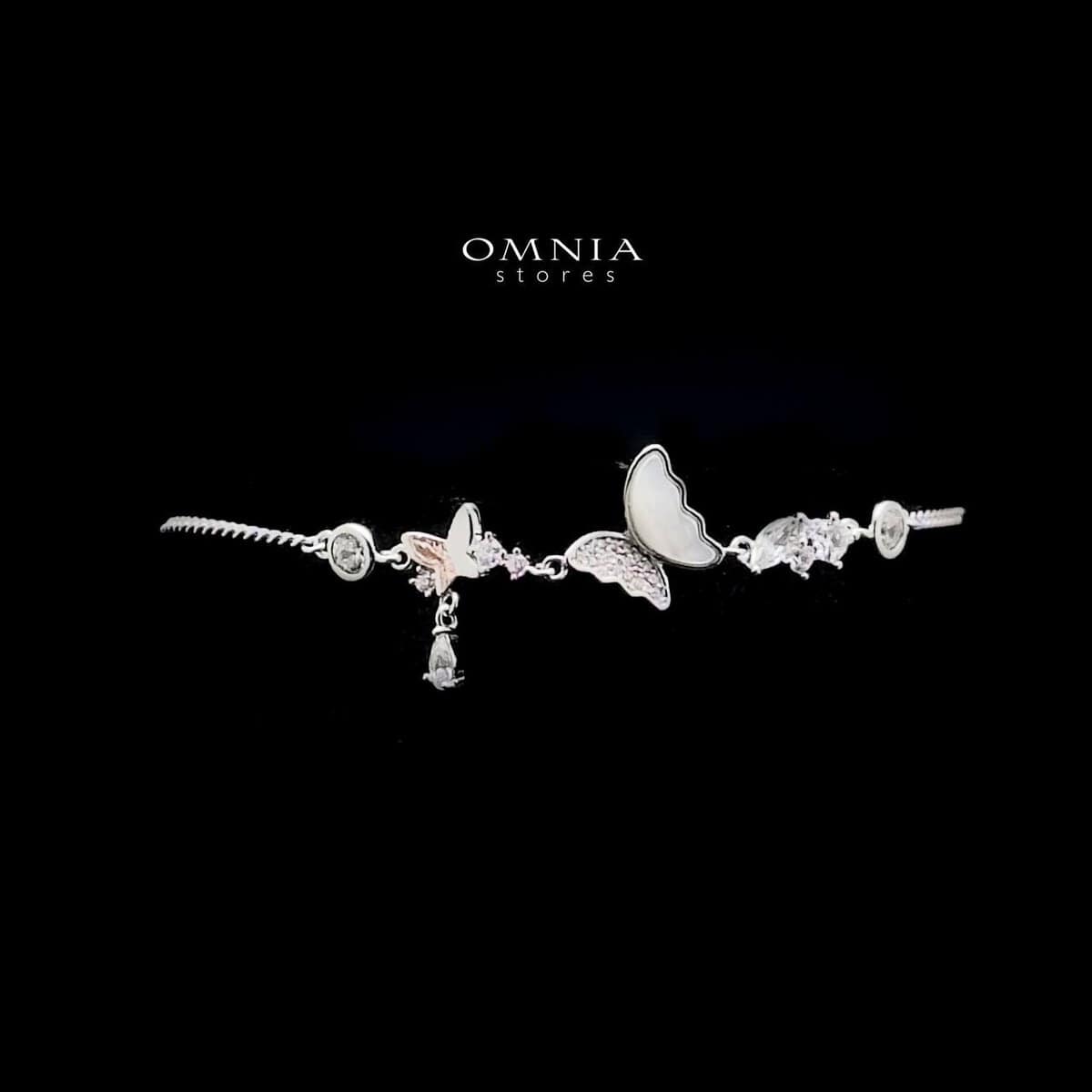 Omnia Bella Butterfly Bracelet with Iced Cut Stones in High Quality 925 Silver - OMNIASTORES UAE