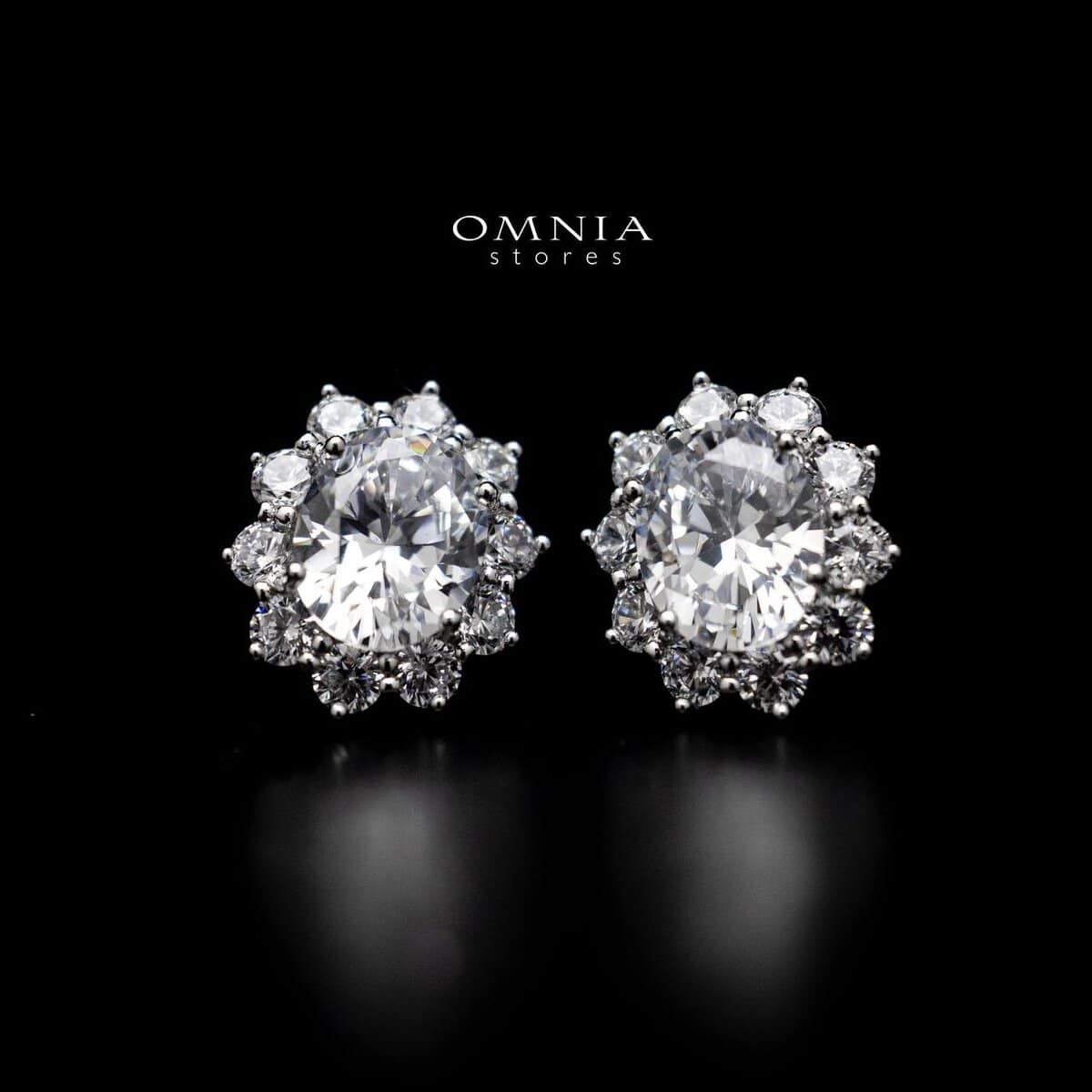 Omnia Harper Floral Stud Earrings In 92.5 Silver with High Quality Simulated Diamonds - OMNIASTORES UAE