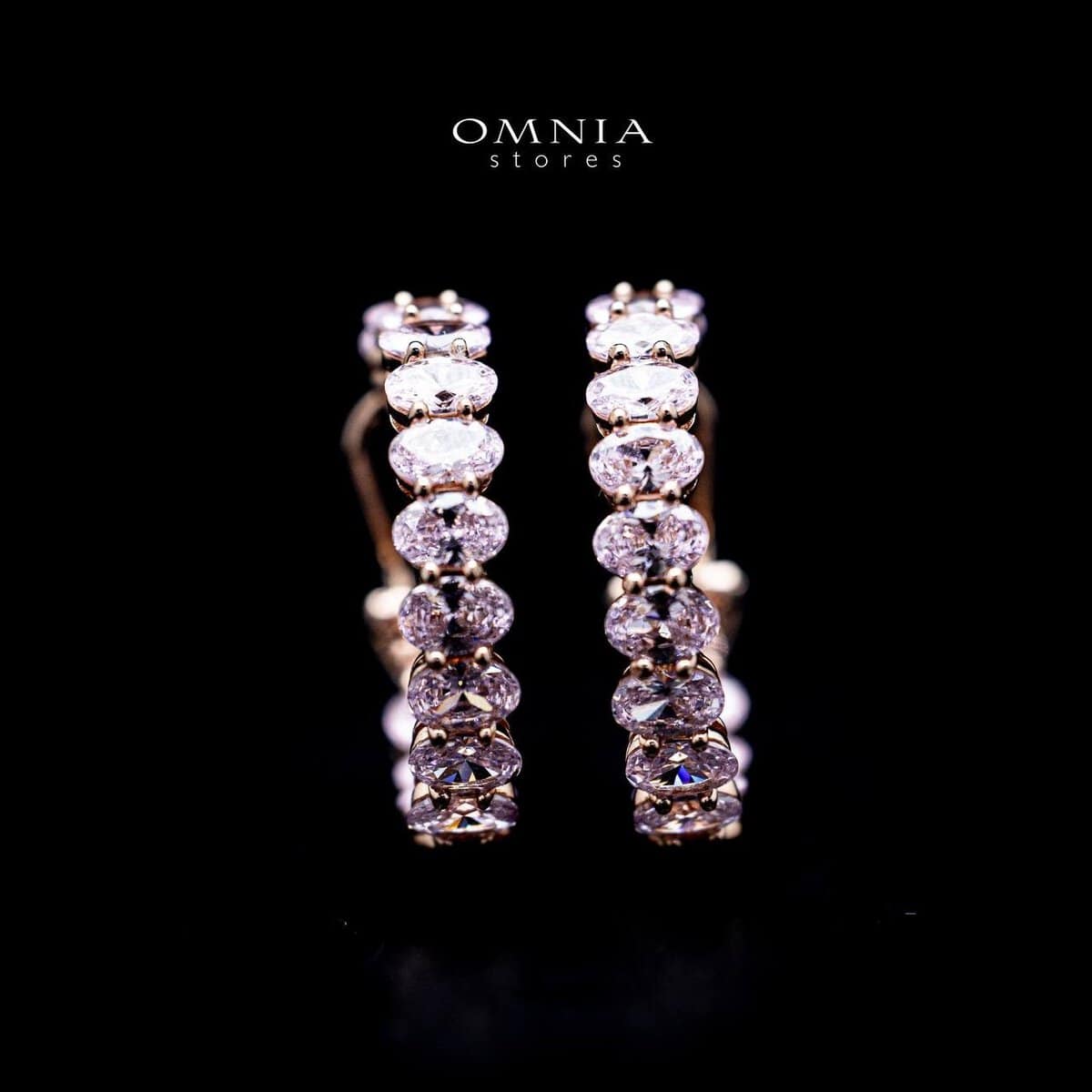 Omnia Selita Rose Gold Hoop Earrings In 92.5 Silver with High Quality Simulated Diamonds - OMNIASTORES UAE