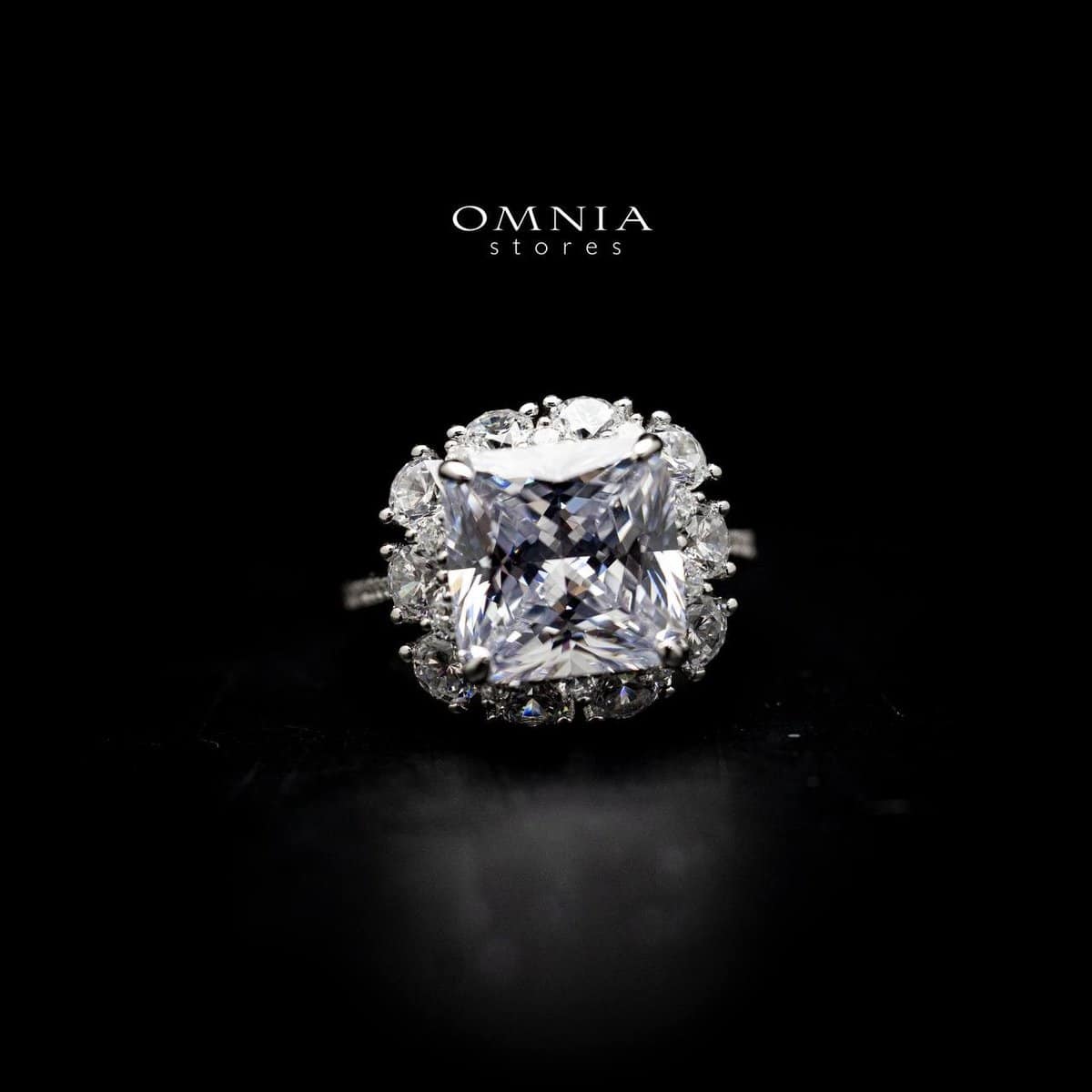 Omnia Sabrina Ring in 92.5 Silver with High Quality Simulated Diamonds - OMNIASTORES UAE