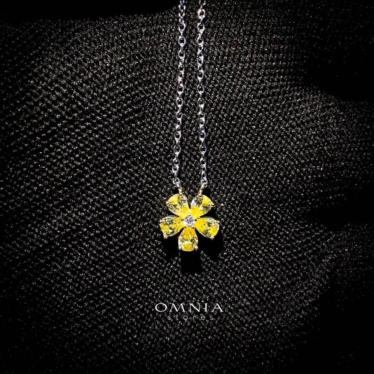 Omnia Yellow Radiance Flower Necklace In 92.5 Silver with High Quality Simulated Diamonds - OMNIASTORES UAE