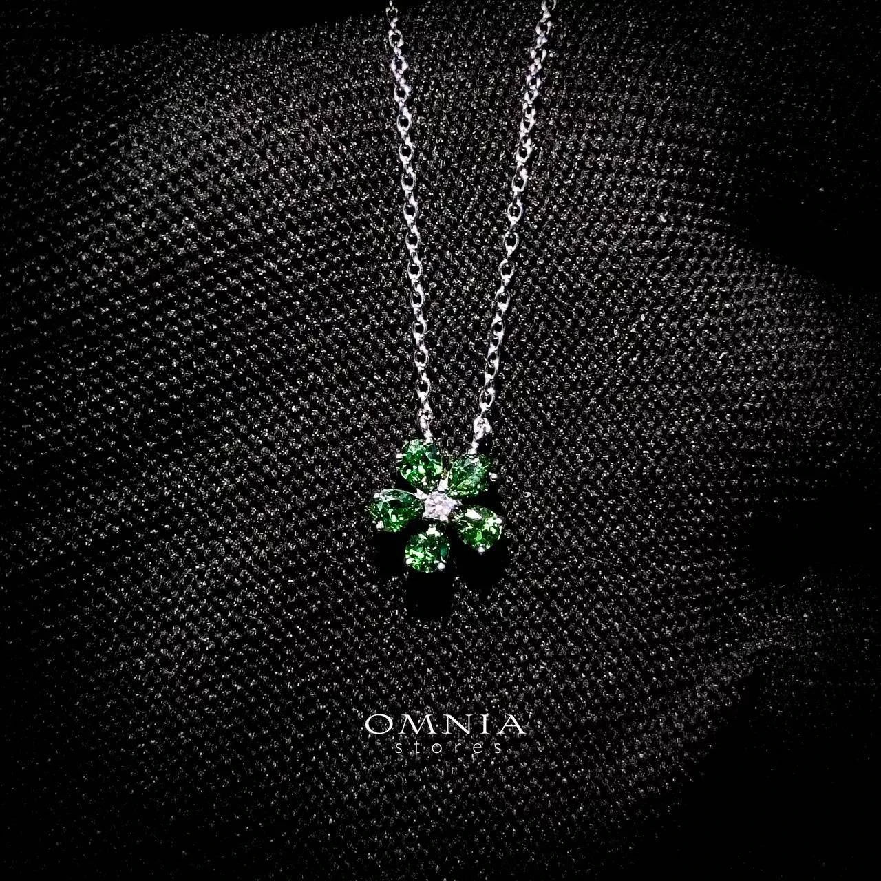 Omnia Emerald Bloom Necklace In 92.5 Silver with High Quality Simulated Diamonds - OMNIASTORES UAE
