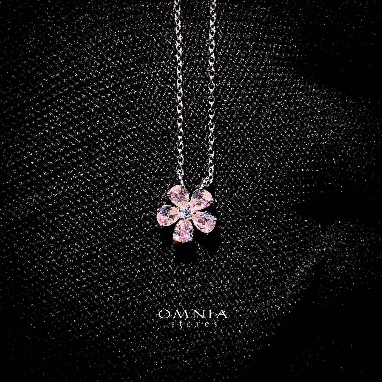 Omnia Pink Blossom Necklace In 92.5 Silver with High Quality Simulated Diamonds - OMNIASTORES UAE